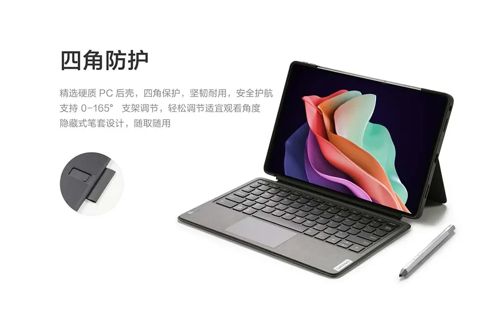 Tastiera e supporto Lenovo originali per Tablet Lenovo Plus 2023 grigio da 11.5 pollici