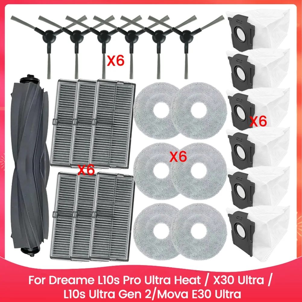 AT28-Spazzola filtro Mop Sacchetto per la polvere in tessuto per Dreame L10s Pro Ultra Heat / X30 Ultra / L10s Ultra Gen 2/Mova E30 Ultra Accessori Ki