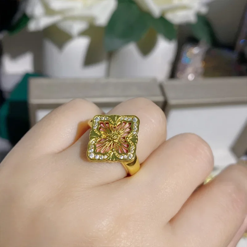 MDLFES مويسانيتي نمط خمر المحكمة الهليون مجموعة المرأة البرسيم قلادة اليد الدائري