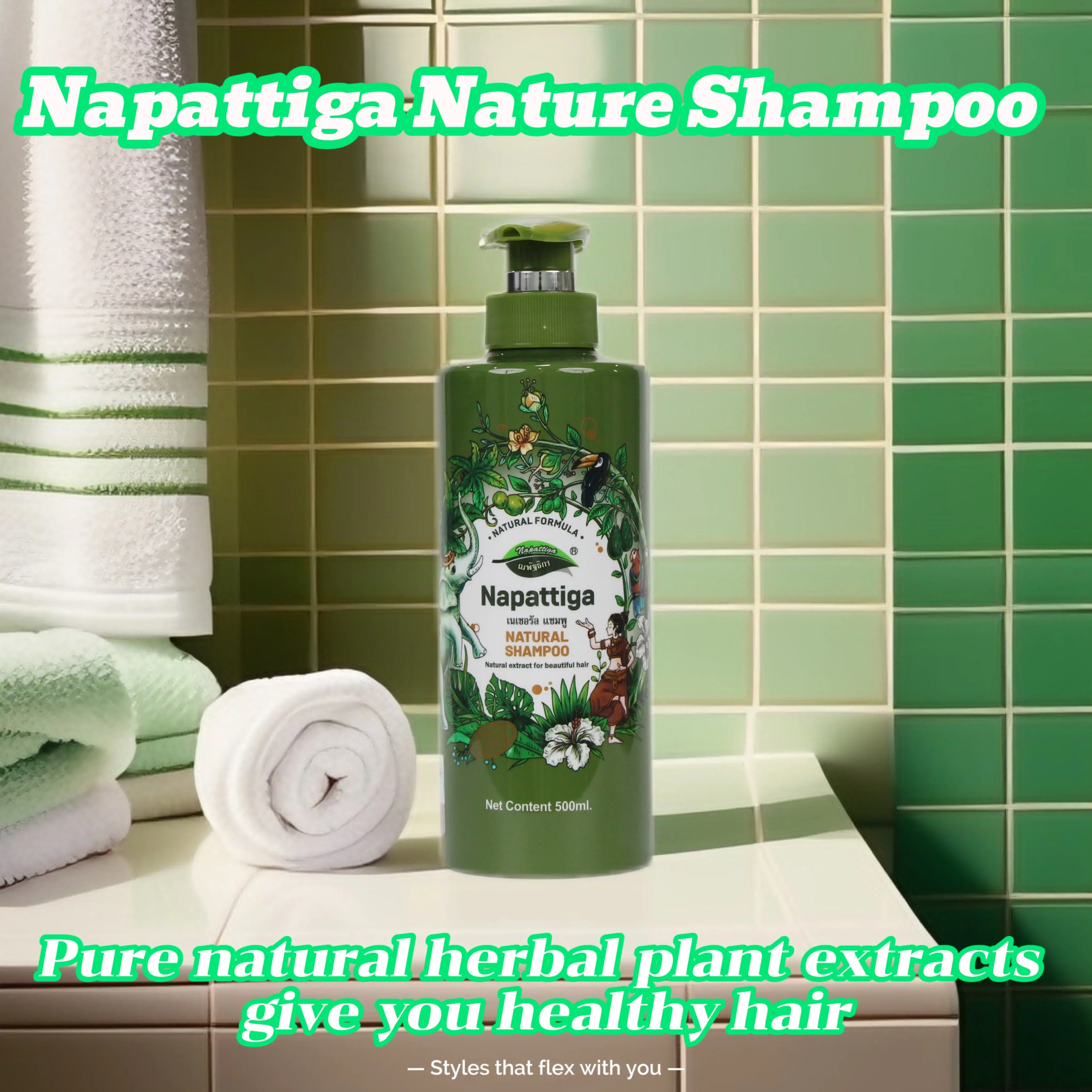 Napattiga 500mL Nature Shampoo - Repair Hair Care Formula That Controls Oil Restores Luster And Smoothness