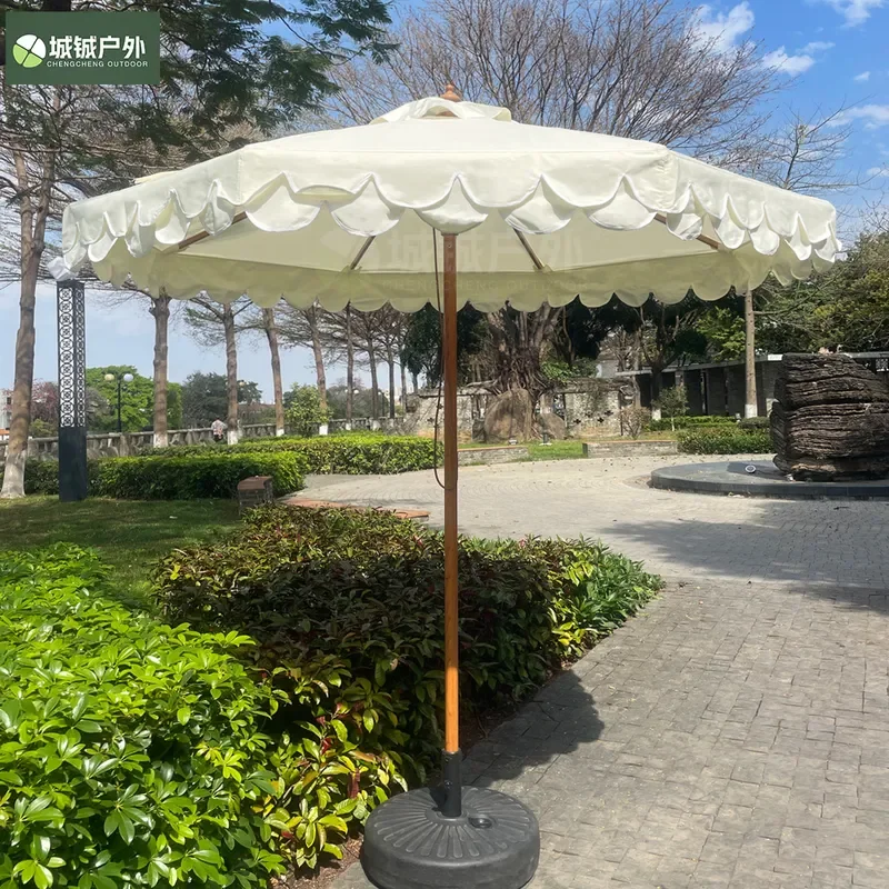 Spot second hair outdoor courtyard parasol park stall French wedding double layer wave market grass sun umbrella