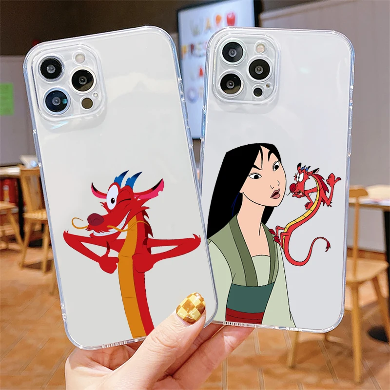 Disney Mulan Mushu For Apple iPhone 15 14 13 12 11 SE XS XR X mini Plus Pro MAX Transparent Phone Case Cover