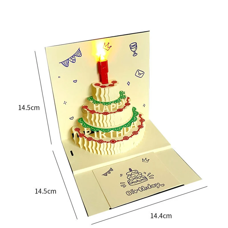 Musical Birthday Greeting Cards 3d Pop Up Gift Card With Led Music Gift Cards With Envelope Wedding Decorations For Tables