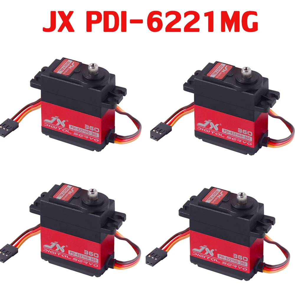 4PCS JX PDI-6221MG 메탈 기어 20kg RC 서보 암 대형 토크 디지털 코어리스 서보 (RC 자동차 크롤러 RC 보트 헬리콥터 모델용)