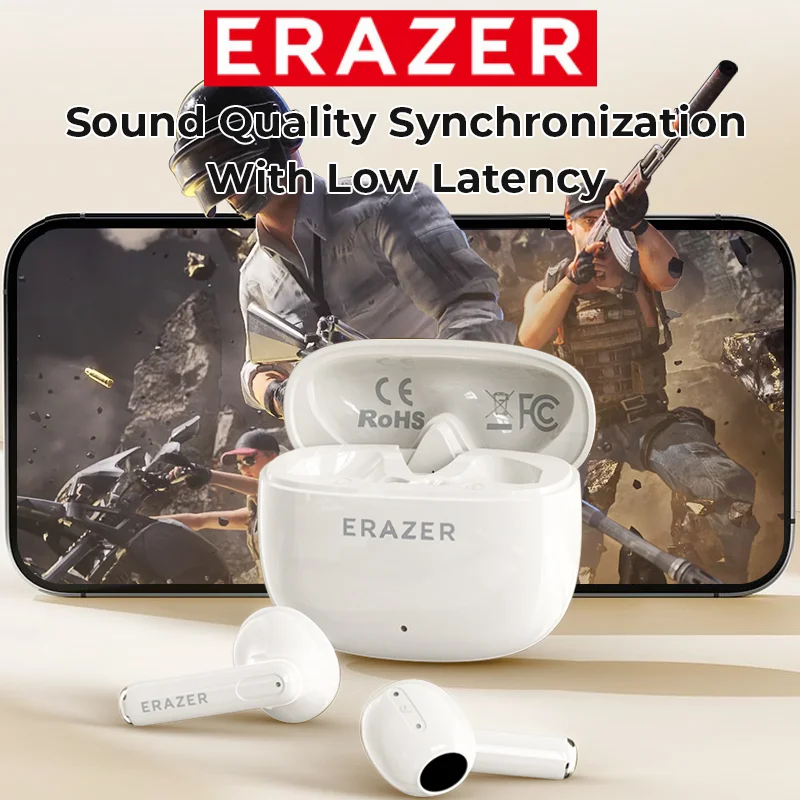 ERAZER XT68PRO Bluetooth Earphones In-ear Earbuds TWS Wireless Headphones Game Low Latency Bluetooth 5.4 Noise Reduction