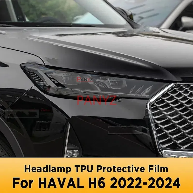 For HAVAL H6 2022 2023 2024 Car Headlight Protective Film Headlamp Restoration Transparent Black TPU Sticker