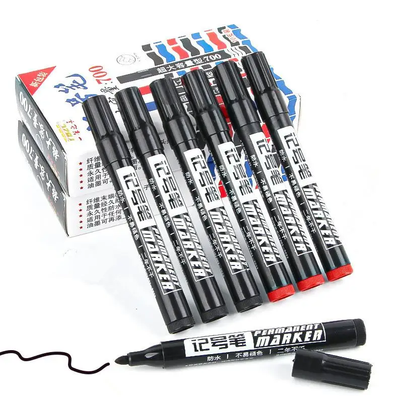 Picture 4: 10Pcs Waterproof Oil-based Marker Pen Quick Dry Black Blue Red Ink Permanent For Metal Glass Stationery Art School Supply