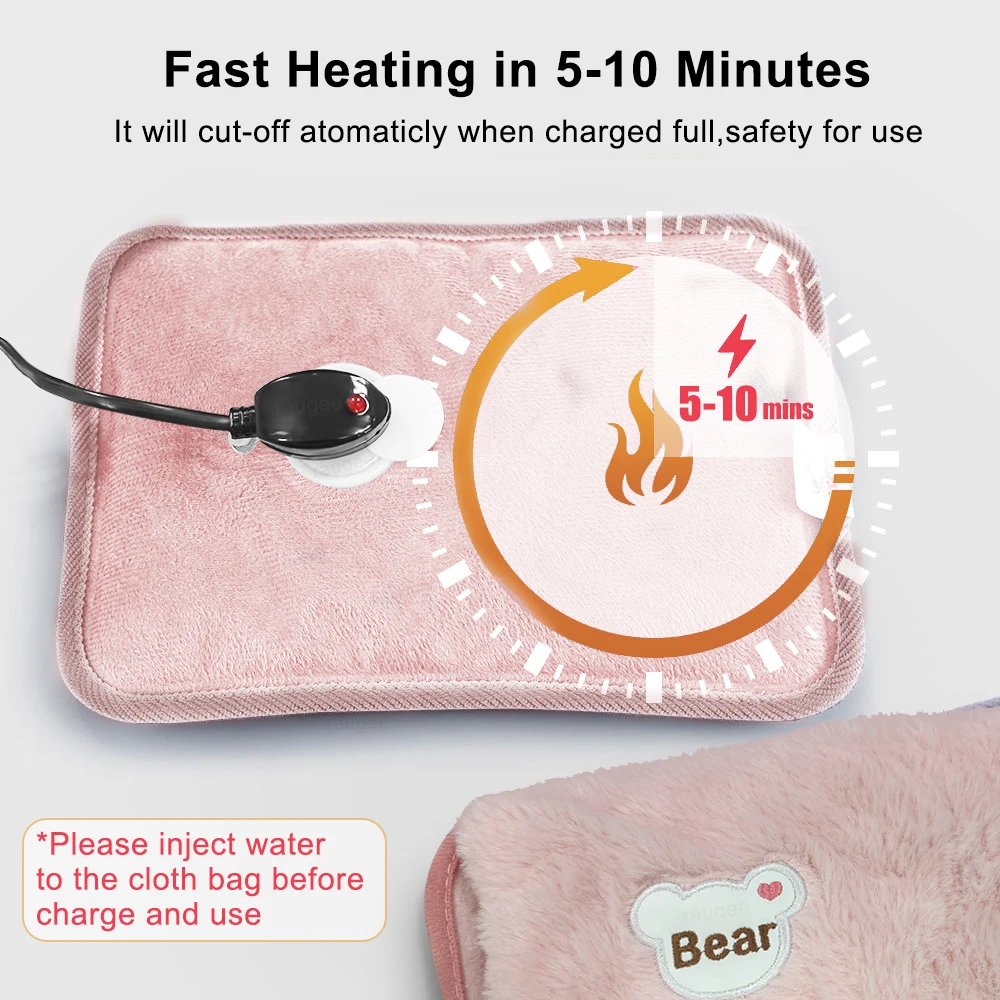 Electric Hot Water Bottle Soft Bag Winter Portable EU Plug Rechargeable Electric Hot Water Bag Hand Warmer Electric Heater
