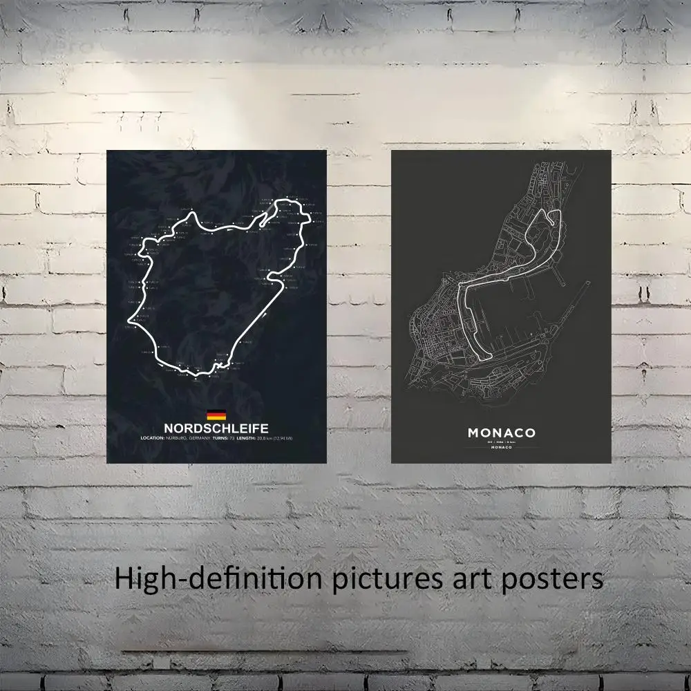F-1 Race track Cool Poster Frameless poster pp Matte adhesive paper for Living room hallway bedroom
