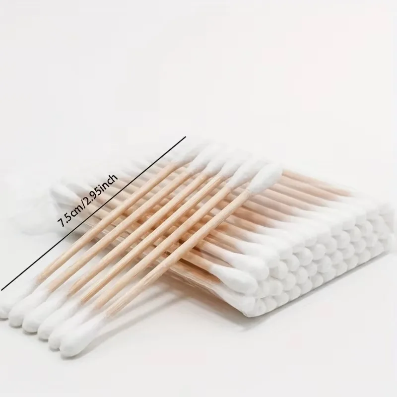 Bamboo Cotton Swabs 100PCS Double Ended Cotton Buds for Makeup Removal Touch Ups and Precision Cleaning Personal Care Tools