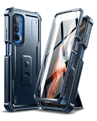 Heavy Duty Military Grade Shockproof Protective Cover for Motorola Moto Edge 2021 Kickstand Case With Built in Screen Protector