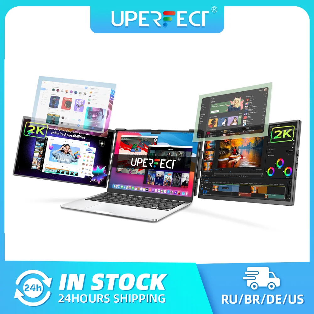 UPERFECT Laptop Screen Extender 14" 2K 1440P with 360 Rotation Detachable Screen IPS Portable Dual Monitor For Windows Mac PS5
