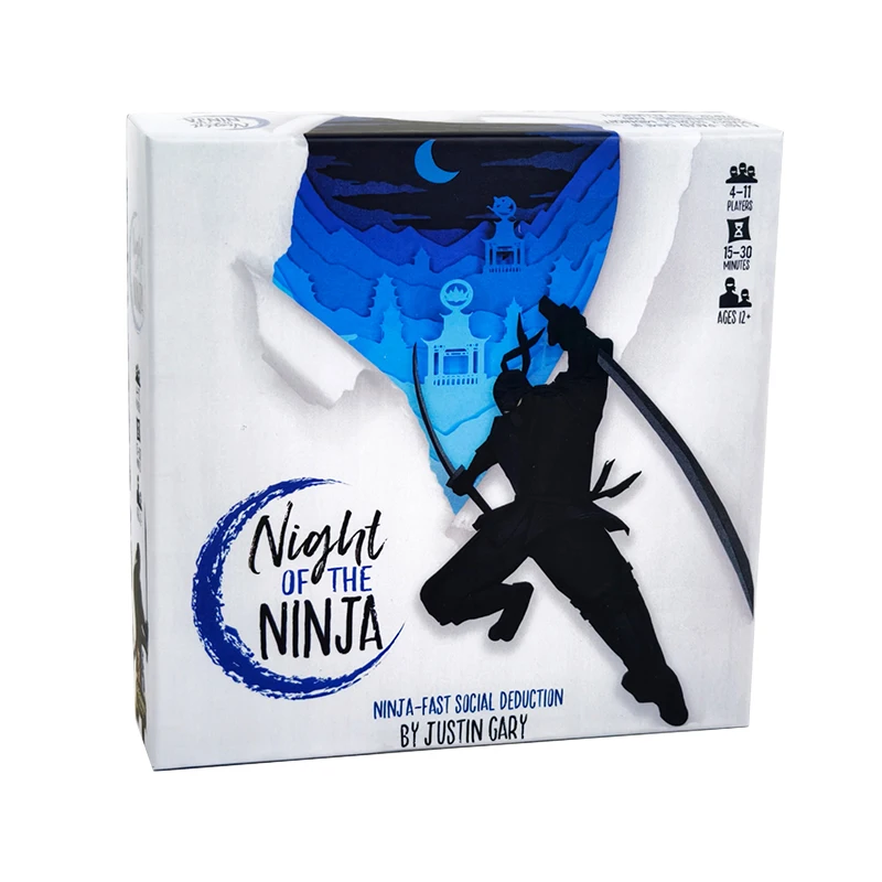 

NIGHT OF THE NINJA Exciting Party Board Game 4-11 Players Fast-Paced Social Deduction Become the Deadliest Ninja 15-30min