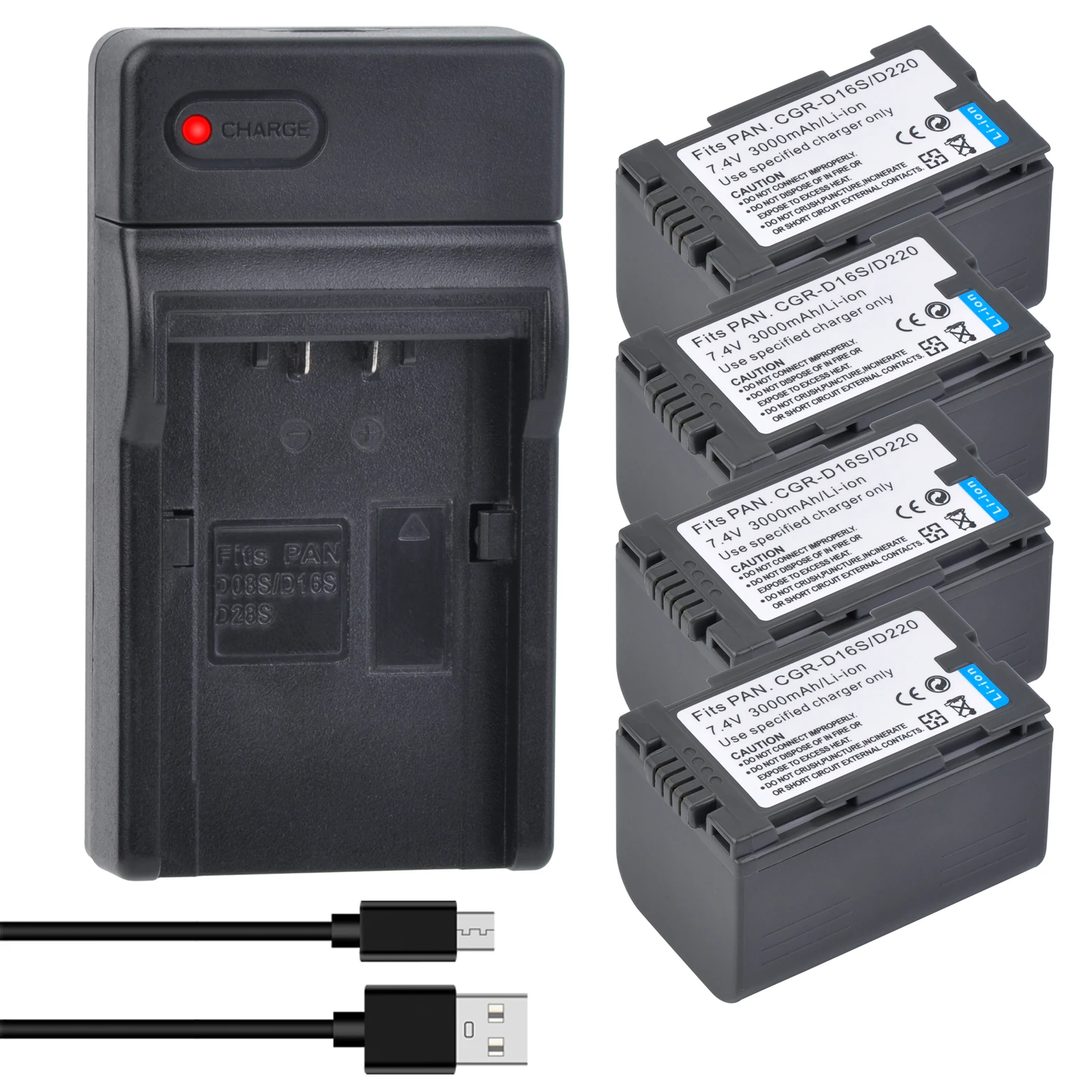 

3000mah CGR-D220 CGR-D16S Battery For Panasonic CGP-D320T1B CGR-D08A NV-MX300 MX350 MX500 GS11 GS15 Camcorder