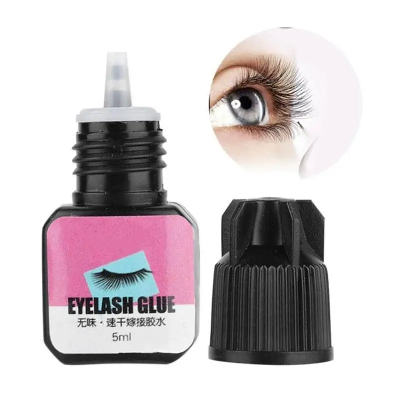 Forte Falso Eye Lash Extension Glue, adesivo de secagem rápida, cola preta, sem maquiagem irritante, vison cílios, 1 segundo, 5ml