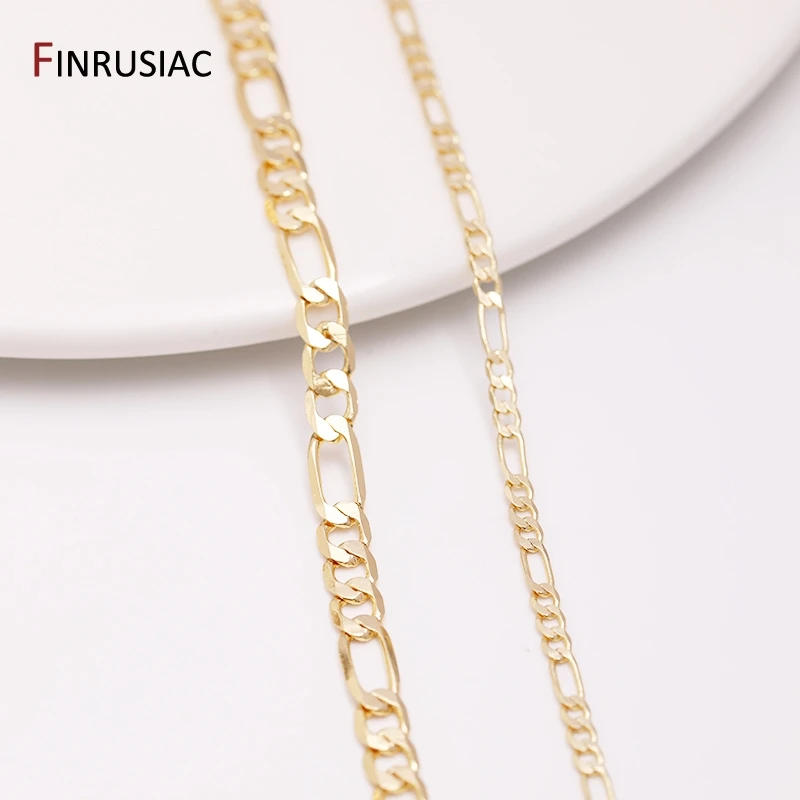 14K Gold Plated Copper Metal Cable Chain For Jewellery Making Wholesale Chains DIY Necklace Bracelet Material