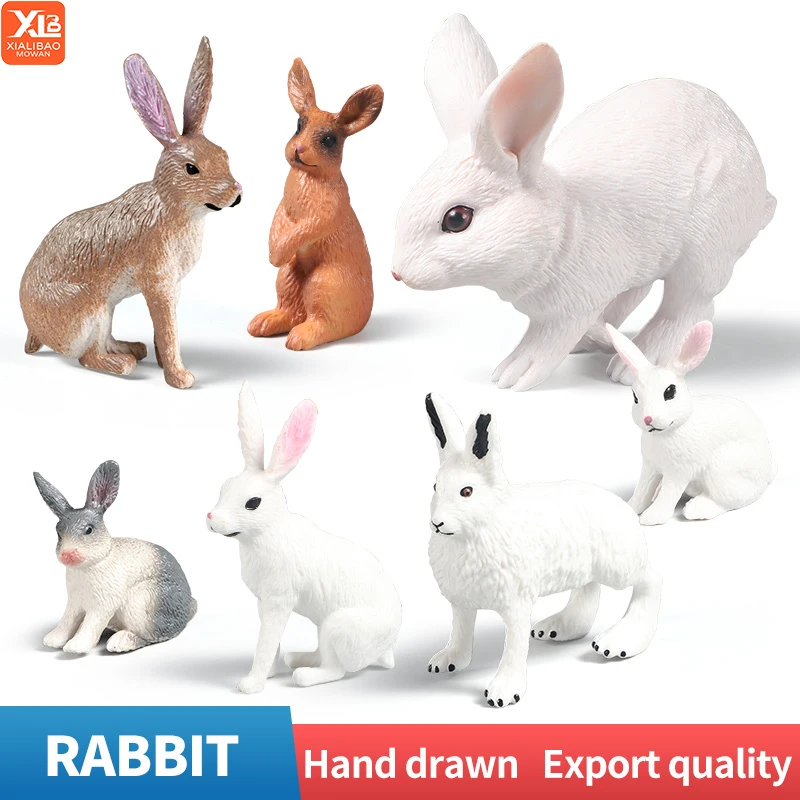 لعبة حيوانات نموذجية محاكاة لطيفة تعليمية - شخصية حيوانات على شكل أرنب أرنب أركتيكي من مادة PVC لتزيين الأطفال #1