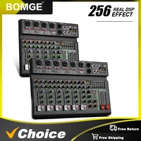 BOMGE Mezclador de audio 256DSP de 4/6 canales USB Bluetooth/catu daya 48V suspendu/cocok untuk studio, pangung DJ, pesta