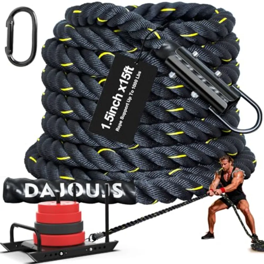 

Weight Workout Sled Pulling Rope - 1.5 Inch x 15Feet Heavy Duty Workout Sled Pull Rope for Tire Pulling Football Training - Fit