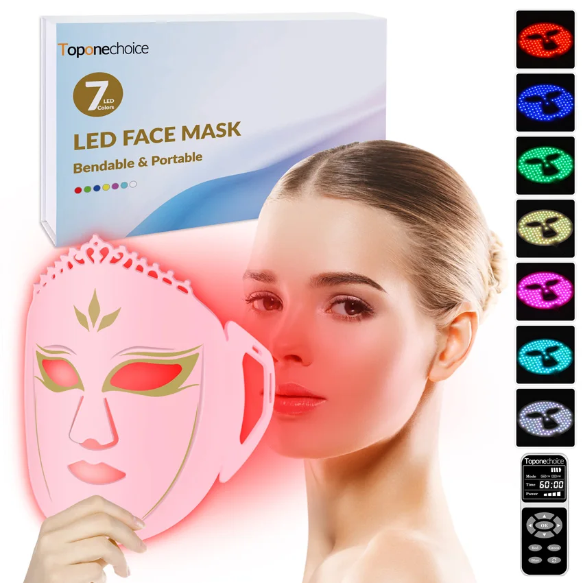 

Soft Silicone 7 Colors 360 Lamp Beams Photon PDT Photodynamic Facial Skin Care Mask Skin Rejuvenation Red Light Therapy Mask