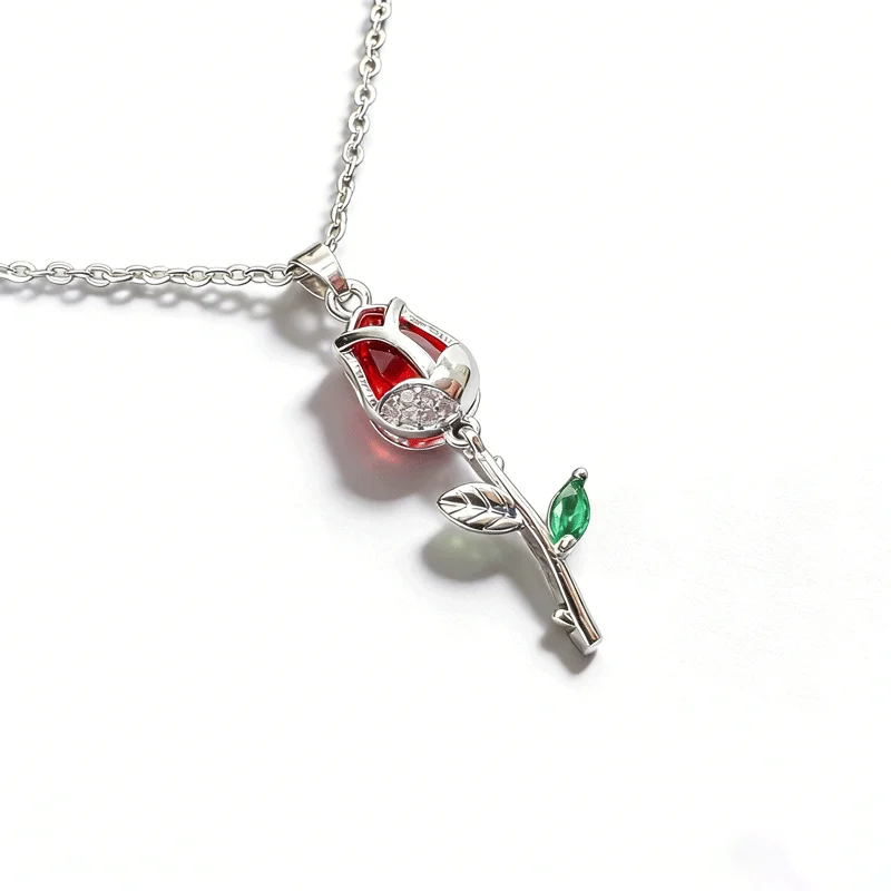 Elegant Gold Plated Tulip Pendant Necklace for Women, Dainty Stem Chain with Zircon, Light Luxury Jewelry, Ideal Daily Gift