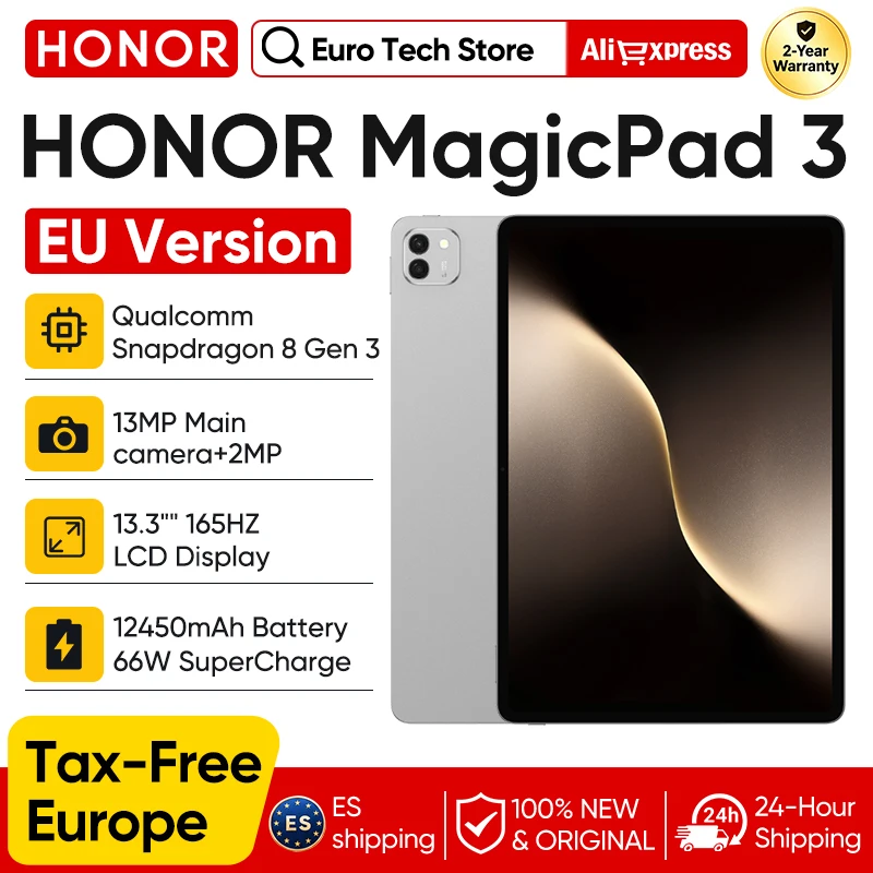 Versión Global HONOR Magic Pad 3 Tablet 13.3'' Pantalla LCD 3K 165Hz Snapdragon 8s Gen 3 Batería de 12450mAh Android 15 — oferta en AliExpress