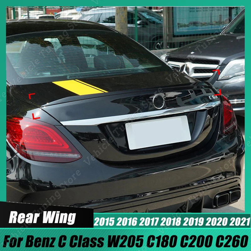 

For Mercedes Benz C Class W205 2015-2021 C180 C200 C260 C43 C63 AMG Car Rear Trunk Lid Spoiler Lip Tail Wing Splitter Body Kits