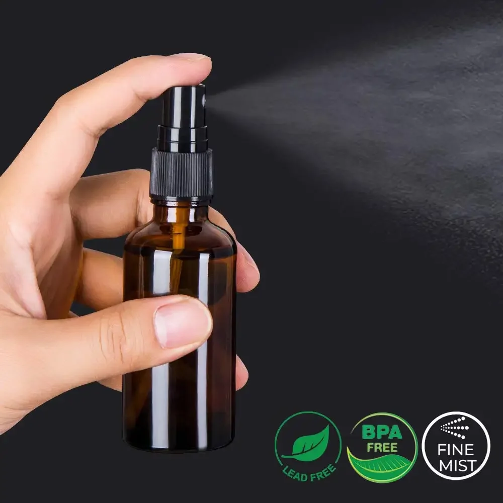 5 pezzi 5ml-100ml flaconi Spray in vetro per nebulizzazione Fine ambrata vuoti per oli essenziali soluzioni per la pulizia dei profumi