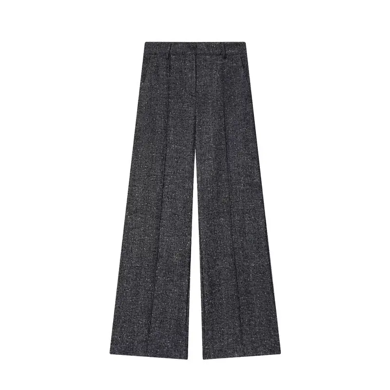 Winter 2025 Women's Fashion Suit Set High Waist Long Pants Mixed Fabric Long Sleeve Coat Versatile New Arrival Commute Style