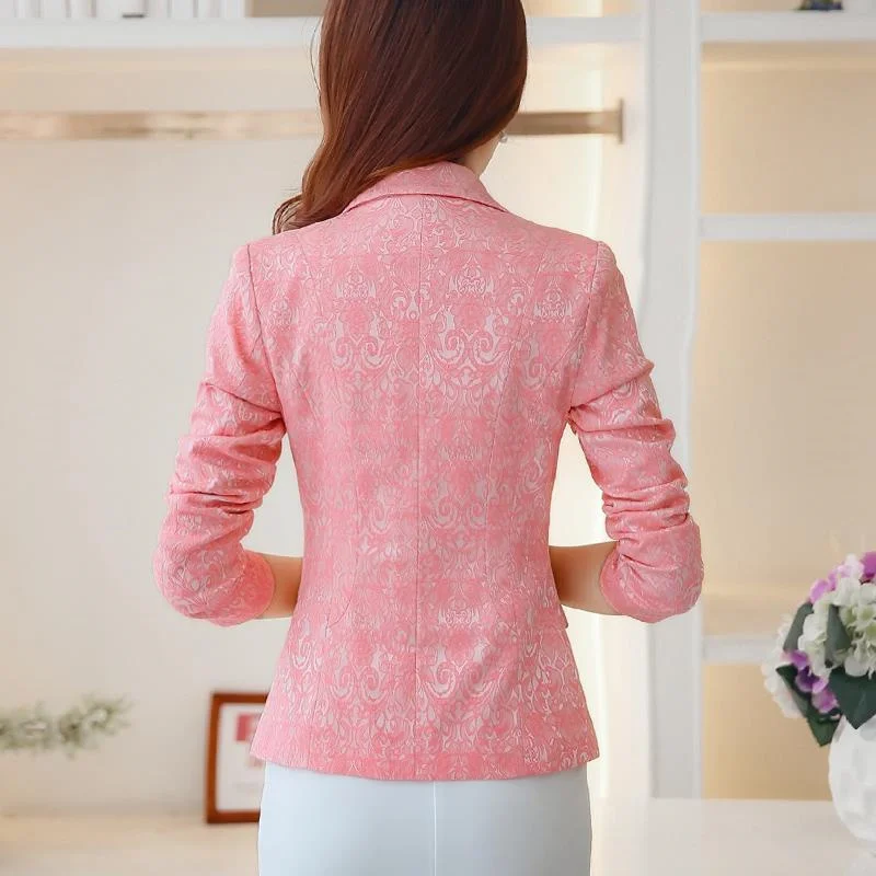 Terno Jacquard Slim Fit temperamento feminino, blazer de um botão, casaco feminino, curto, versão coreana, novo, outono, 2023