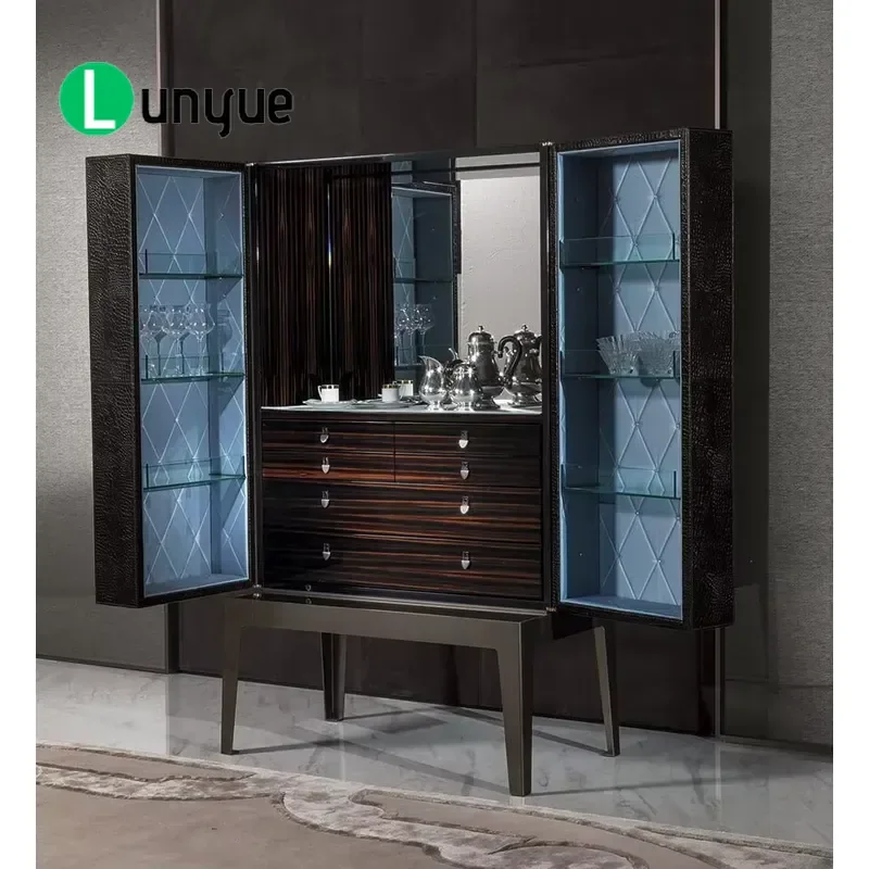 Nordic White Wooden Sideboard Luxury Buffet Cabinet with Drawers Modern Storage Credenza for Living Room Bedroom Home Decor