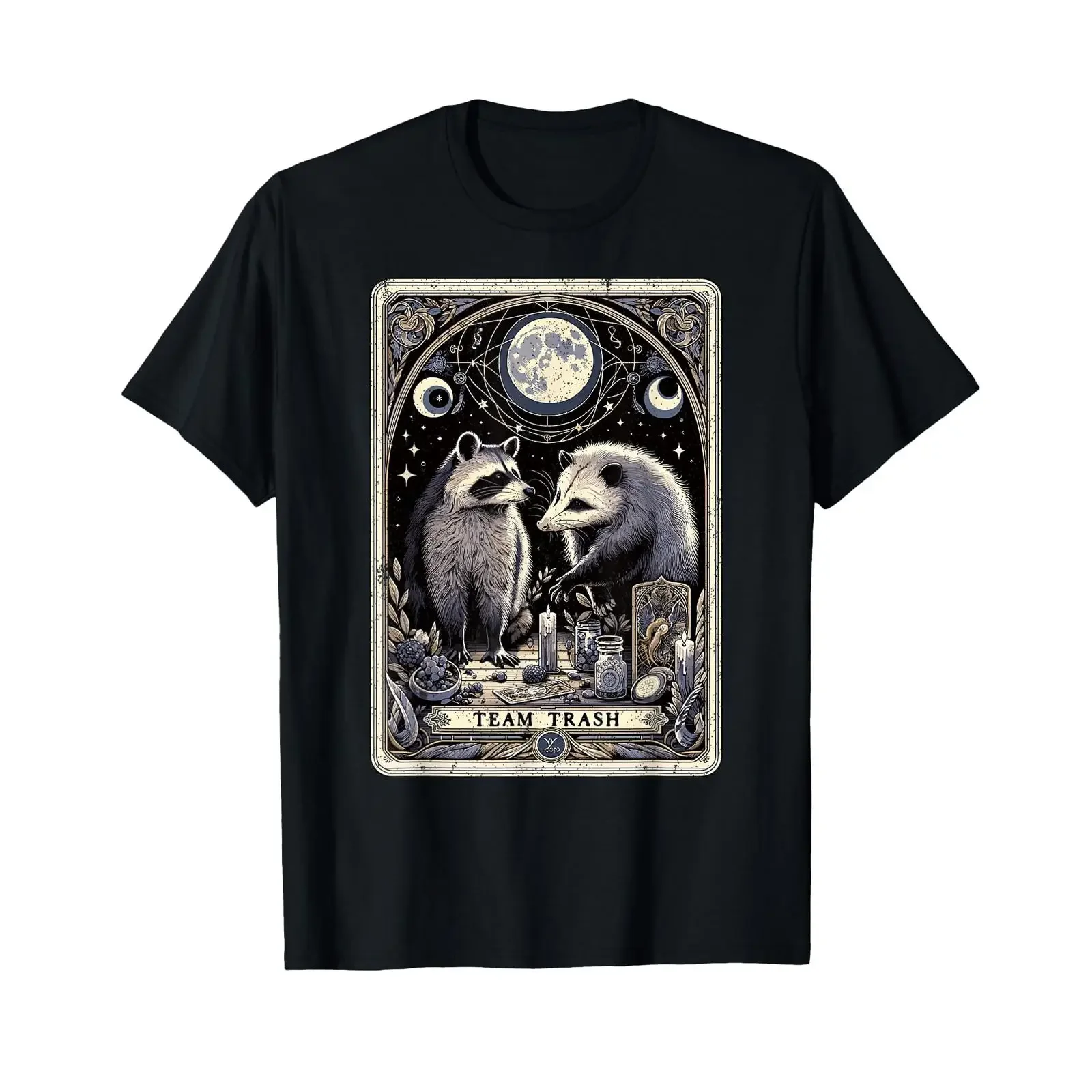 Team Trash Tarot Card Opossum Witchcraft Goth Possum Racoon T Shirt vintage Washed Soft Top For Everyday Wear Stretched Stylish
