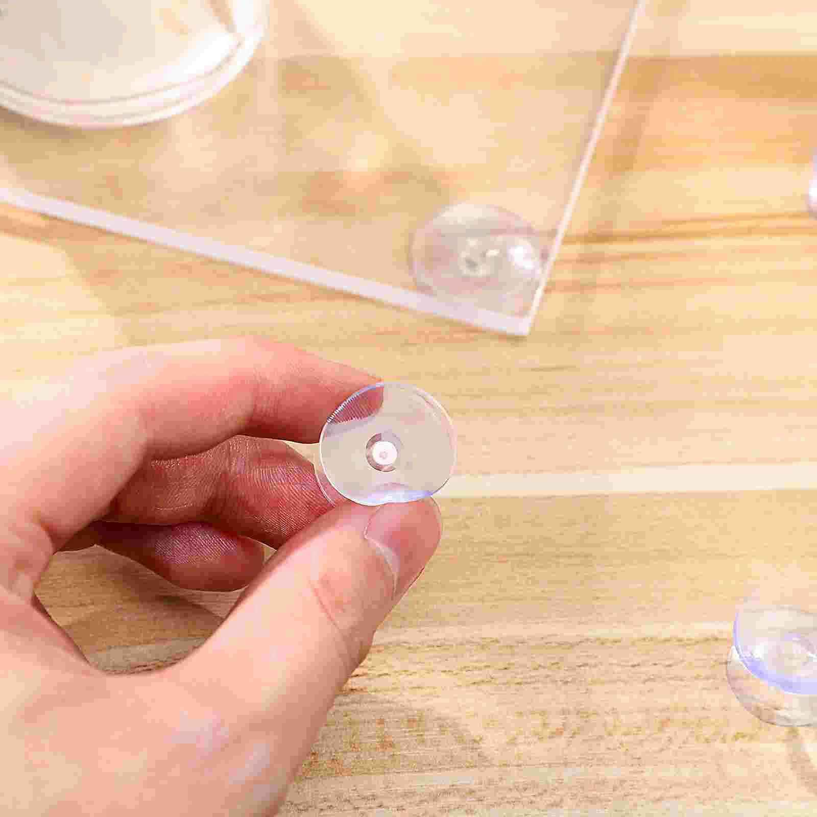 12 Pcs Transparent Suckers Suction Cups for Glass Table Pads Tops Spacers Window Stickers Heavy Duty Clothes Rack Clear Mini