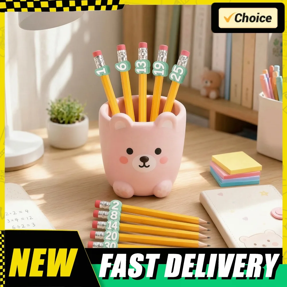 Teachers Numbered Tracking Caps Fits Standard Pencils Cute Pen Decorations Charms Multi-Purpose Teacher Supplies & School Use