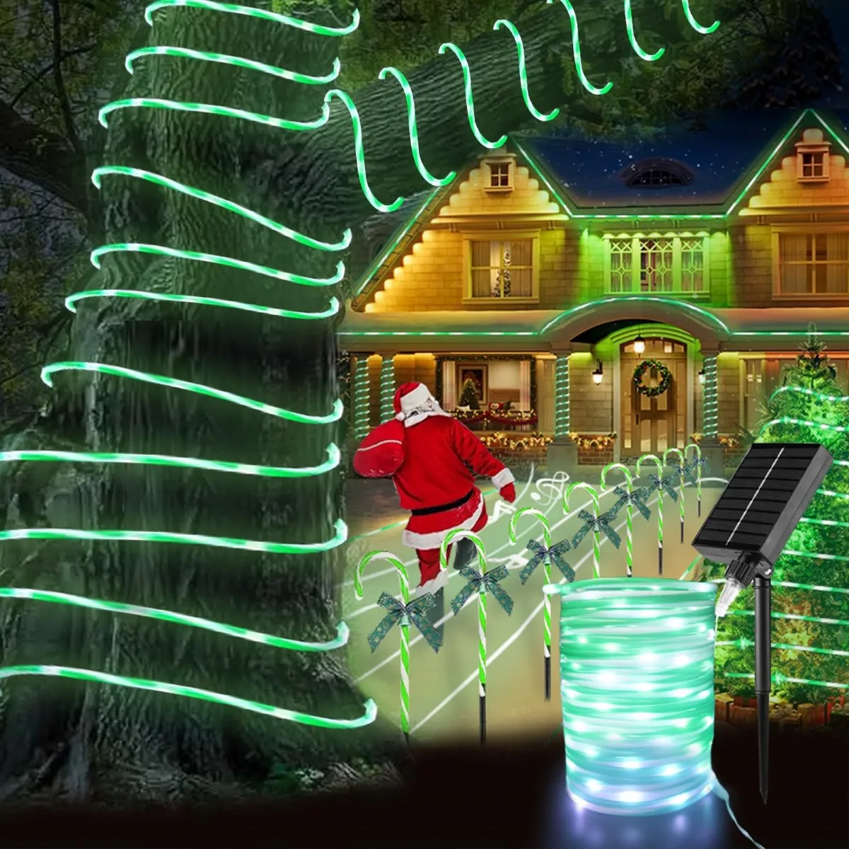 Cuerda de luz Solar recargable de 72 pies, 200 Led, luces de hadas impermeables con 8 modos de iluminación para jardín, boda, fiesta de Navidad Diy