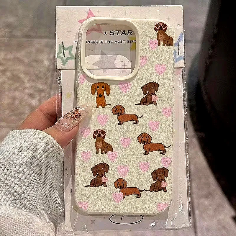 For iPhone 16 Case Dachshund Bear Pattern Soft Phone Cases for iPhone 17 Air 15 16 14 13 12 11 Pro Max XS XR Plus 17 Soft Cover view 6