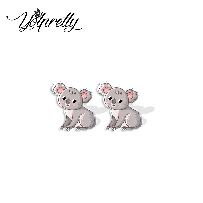 2022 New Arrival Fashion Cute Koala Mother and Baby Epoxy Stud Earrings Handcraft Acrylic Resin Earrings