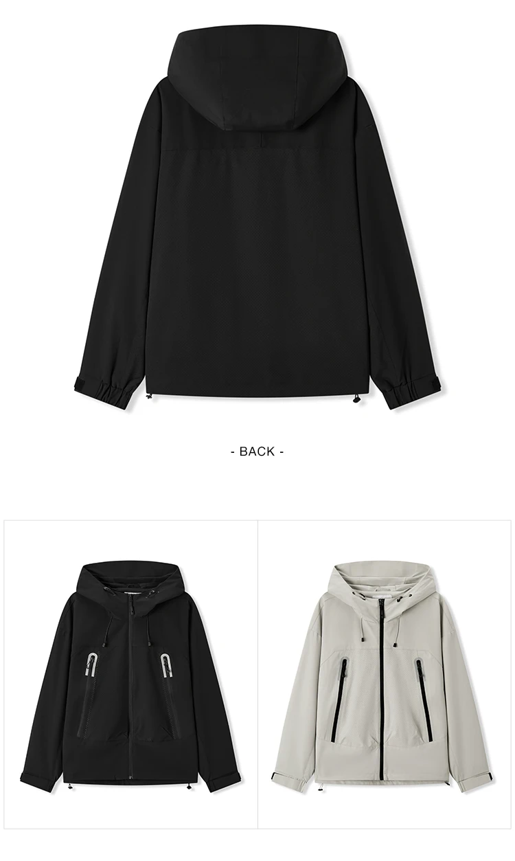 Semir Jacket Men Outdoor Sport Loose Hooded Patchwork Mesh 2025 Autumn Textured Top Menswear Clothing Jackets
