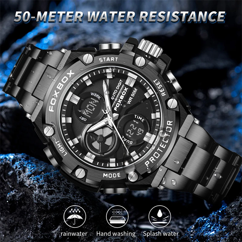 LIGE 2025 New Watch Top Brand Men Quartz Wristwatches Dual Display Watches Waterproof LED Gifts For Men Clock Relogio Masculino