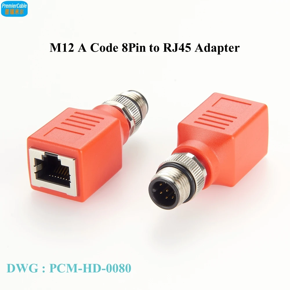 Adapter M12 do RJ45 Ethernet M12 kod A 8-pinowe złącze męskie na RJ45 żeńskie 1 gb/s przemysłowe okrągłe gniazdo dla Cat6/Cat5