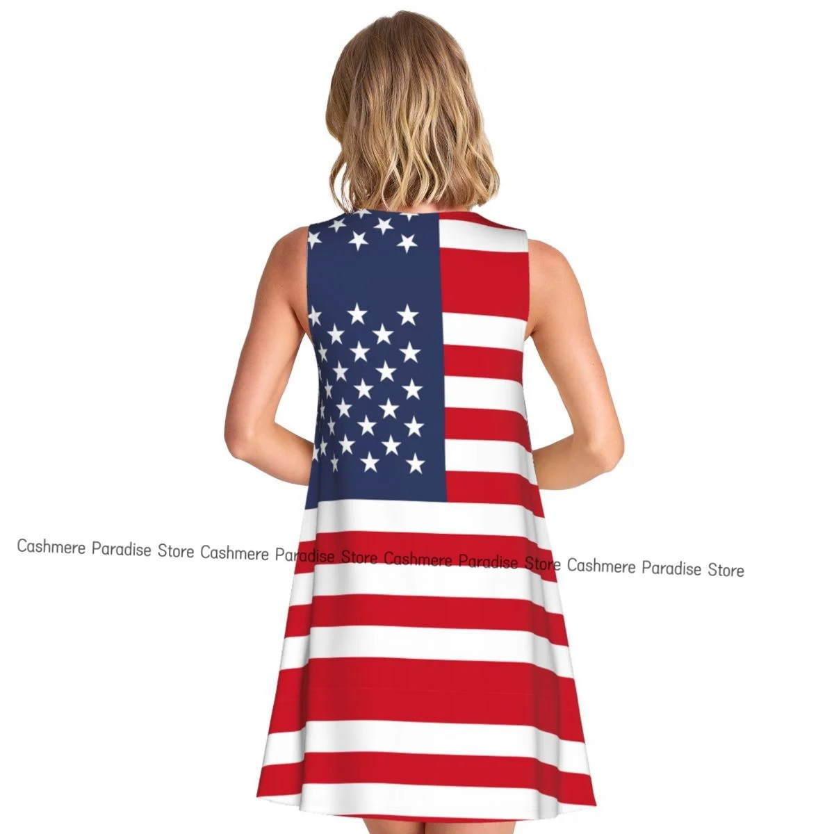 Robes d'été pour femmes, t-shirt de plage, sans manches, drapeau américain, décontracté, ample, débardeur, 2025