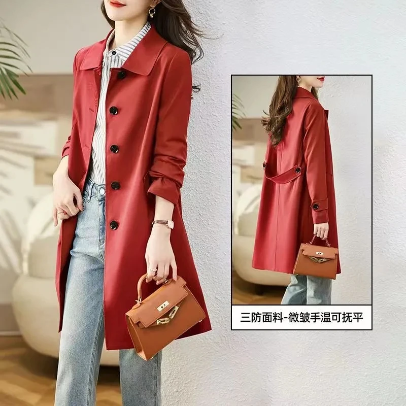 

Double layer windbreaker women's mid length 2024 spring and autumn small figure fashionable and age reducing temperament casual