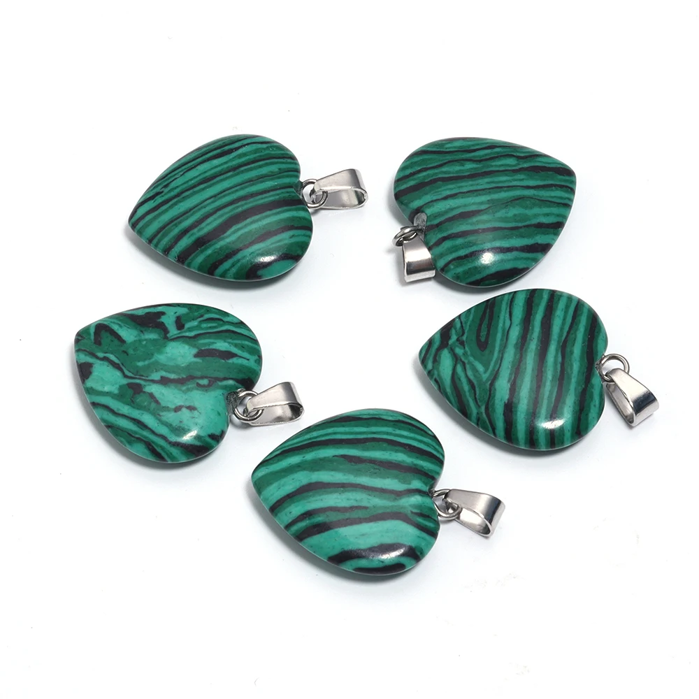 Natural Stone Mix Color Heart Shape Charms for DIY Making