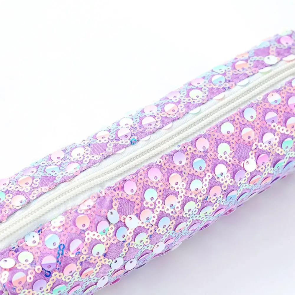 Cute Sequined Sequin Pencil Case Zipper Closure Rainbow Colors Shiny Pouch Bag Portable Durable Sparkle Makeup Bag For Office