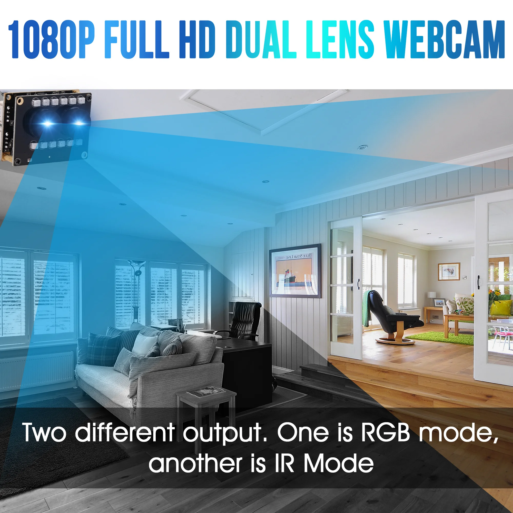 ELP Full HD 1080P WDR AR0230 Sensore CMOS Telecamera USB a doppio obiettivo con visione notturna IR LED