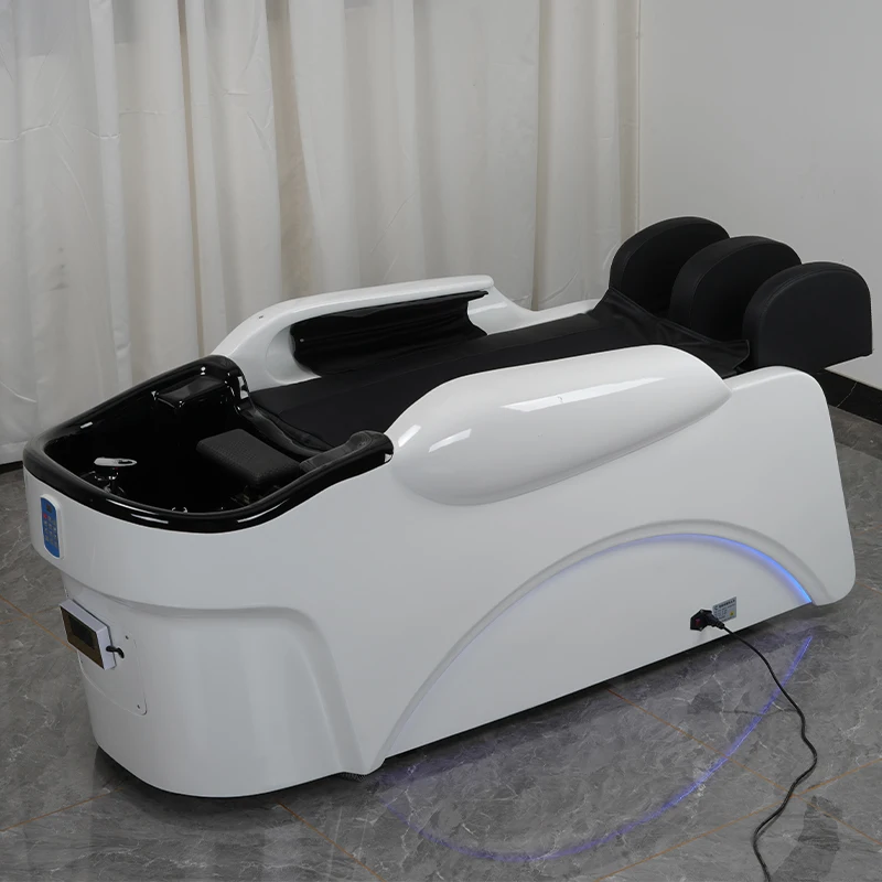 professional hair washing massage chair shampoo bowl bed spa heated head water therapy shampoo bed with steamer