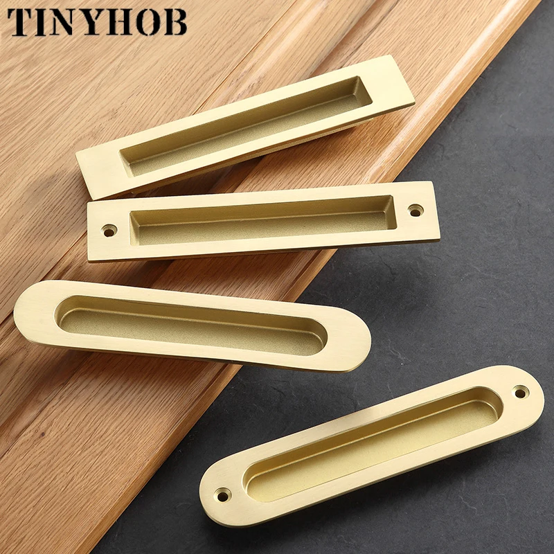 

Solid Brass Hidden Door Handles Recessed Pull Sliding Door Handles Bedroom Door Cabinet Handle Furniture gold Handle Hardware