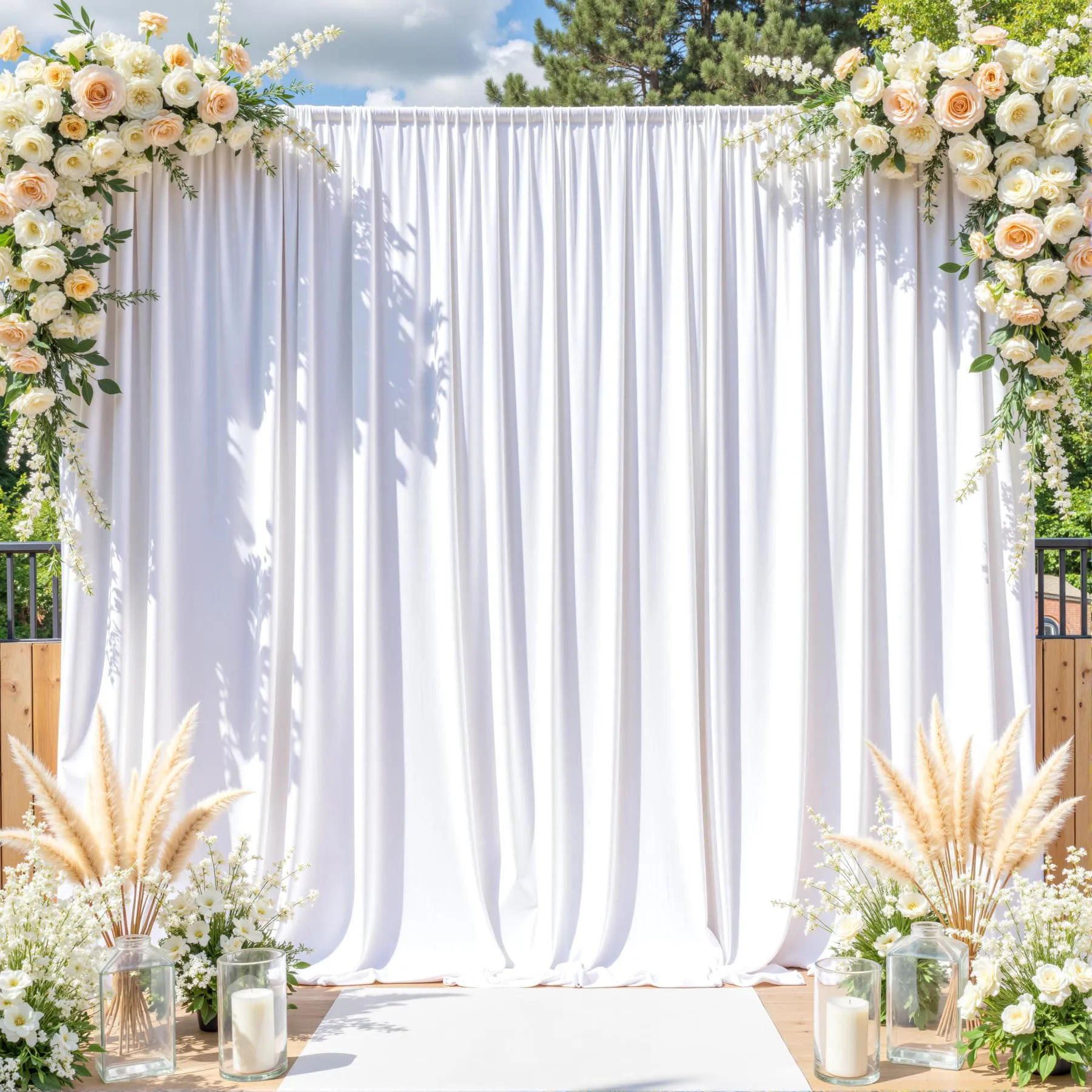 

1 Panel Wrinkle Free Fabric Backdrop Curtains, Rod Pocket Backdrop Ceiling Drapes for Wedding Party Birthday Ceremony Decoration