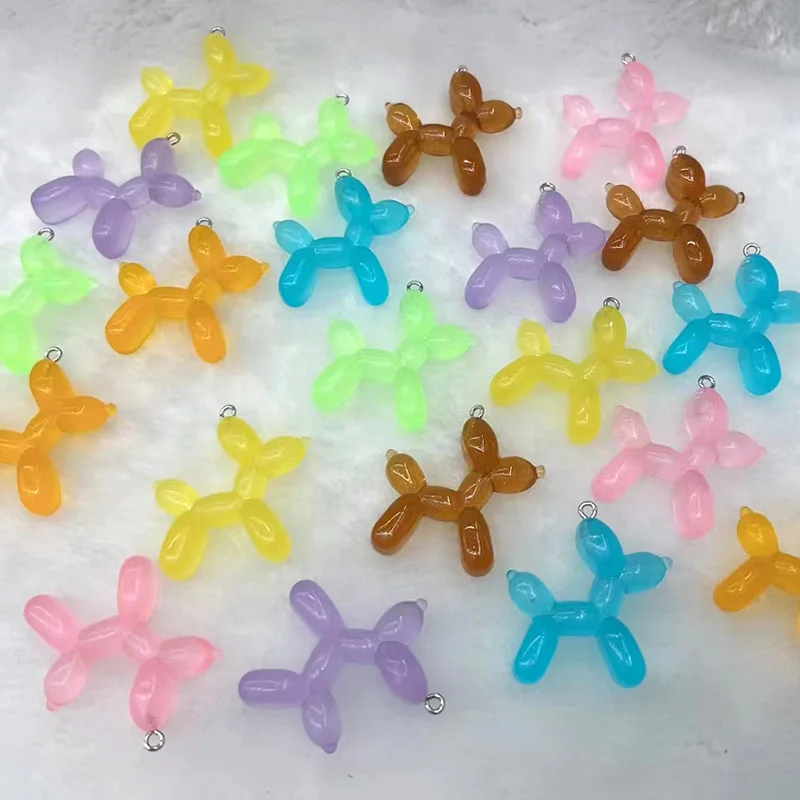 Imagem -05 - Popular Geléia Balão Cão Resina Encantos Animal Bling Mix Pingente por Atacado para Brinco Chaveiro Jóias Faça Você Mesmo Fazer 200 Pcs