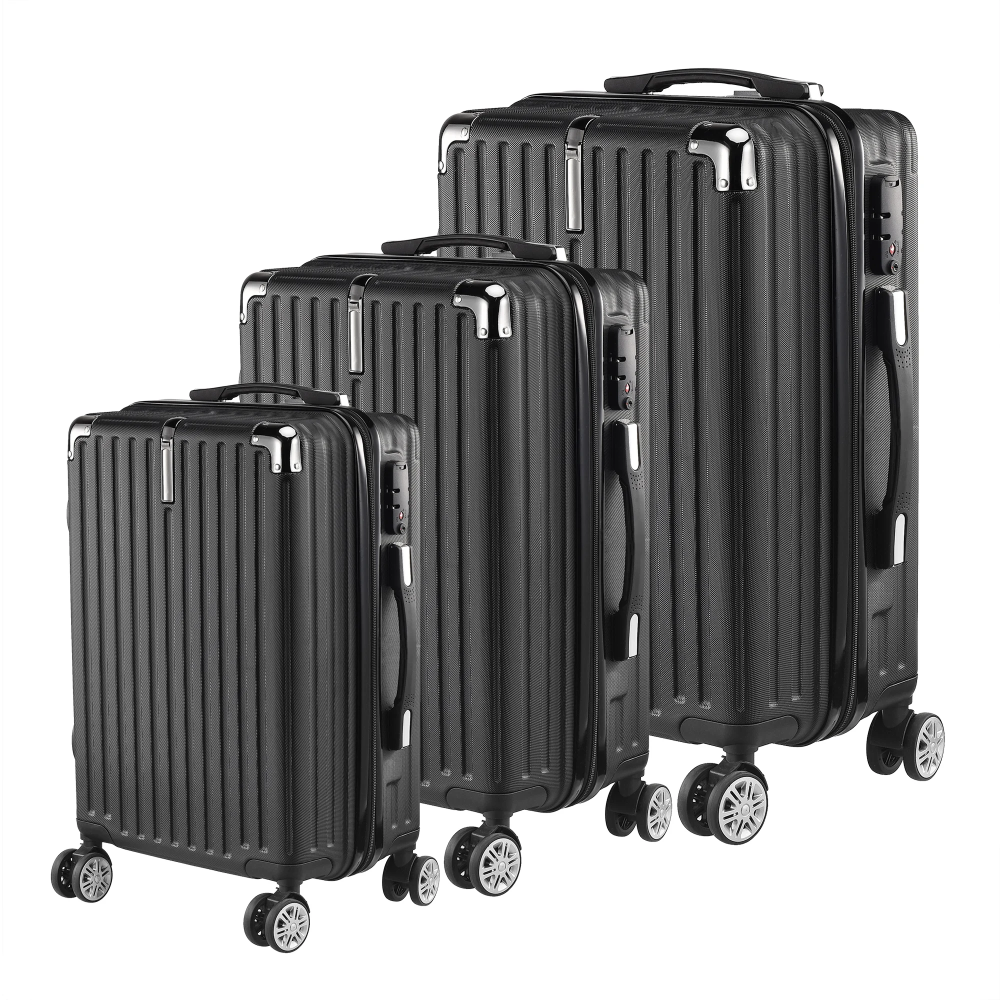 ROSAHQNDA 3-delige bagageset, universele stille wielen, met cijferslot, 20/24/28 inch reisbagageset, reisbagage
